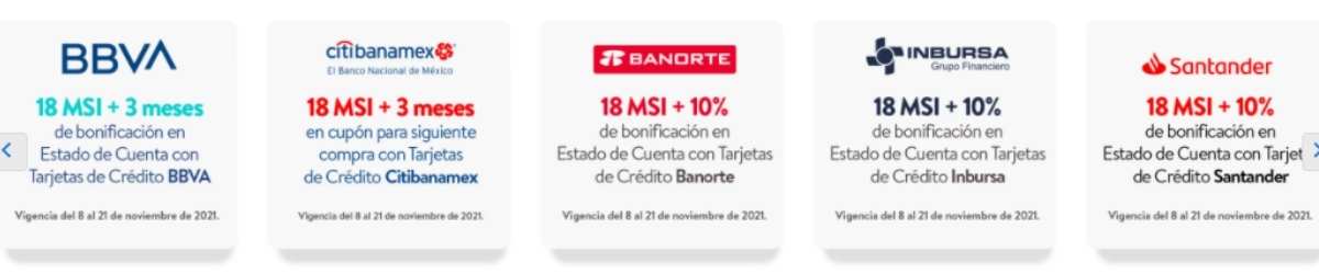 18 MSI + 3 meses de bonificación con tarjetas de crédito participantes